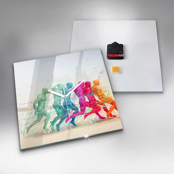 Szögletes fali üvegóra Színes emberek