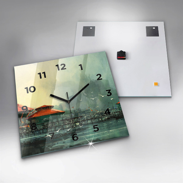 Szögletes fali üvegóra Halászfalu