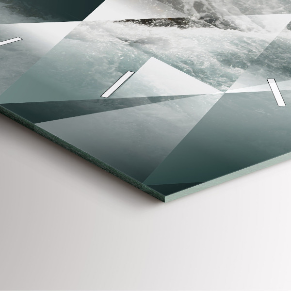 Szögletes fali üvegóra Absztrakt tenger hullámai