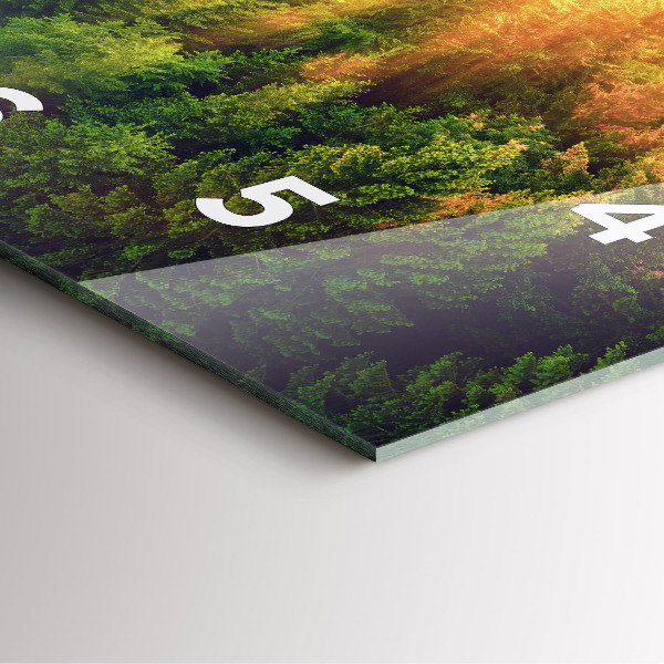 Szögletes fali üvegóra Naplemente a dombok felett