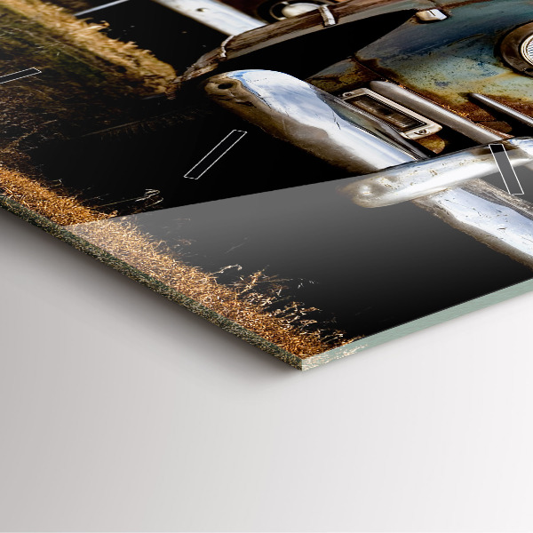 Szögletes fali üvegóra Régi autók