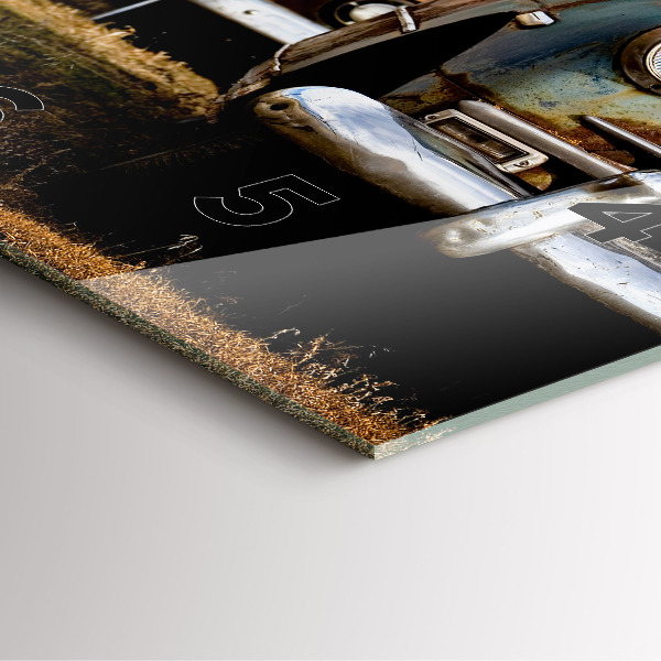 Szögletes fali üvegóra Régi autók