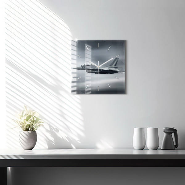 Szögletes fali üvegóra Katonai repülőgép repülés közben