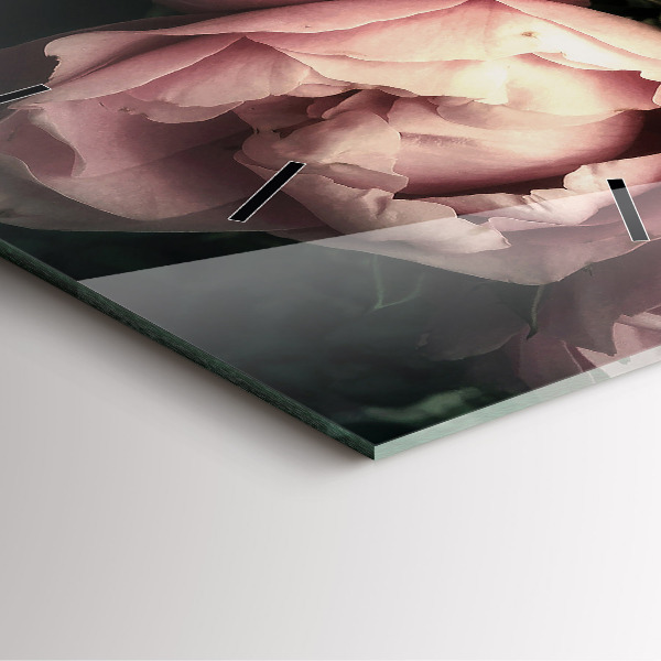 Szögletes fali üvegóra Rózsaszín rózsa csokor