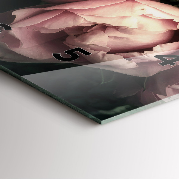 Szögletes fali üvegóra Rózsaszín rózsa csokor