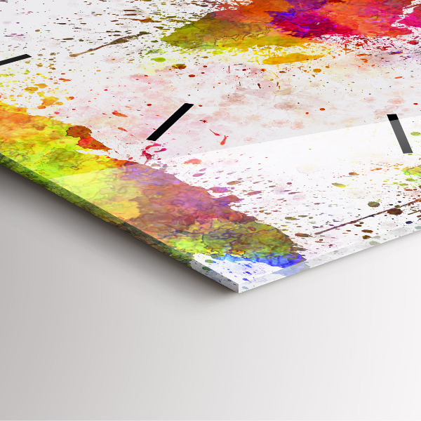 Szögletes fali üvegóra Akvarell térkép a világról