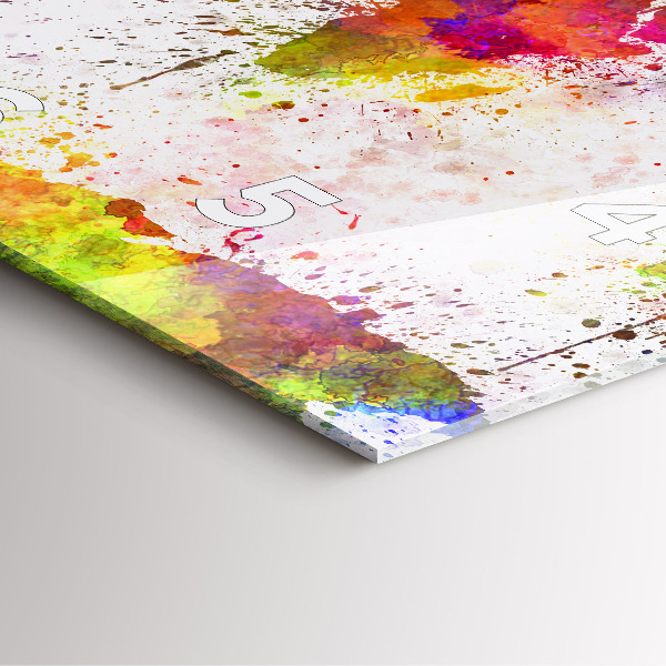 Szögletes fali üvegóra Akvarell térkép a világról