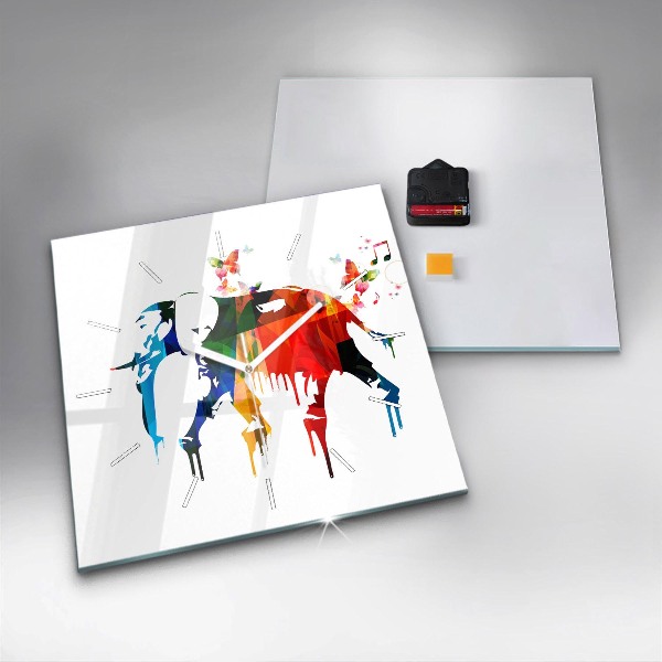 Szögletes fali üvegóra Színes festett elefánt