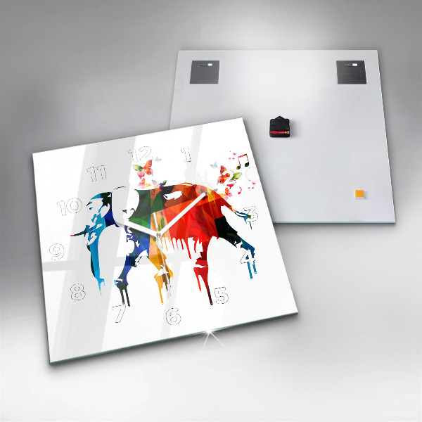 Szögletes fali üvegóra Színes festett elefánt