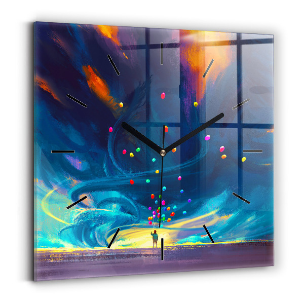 Szögletes fali üvegóra Baba és léggömbök