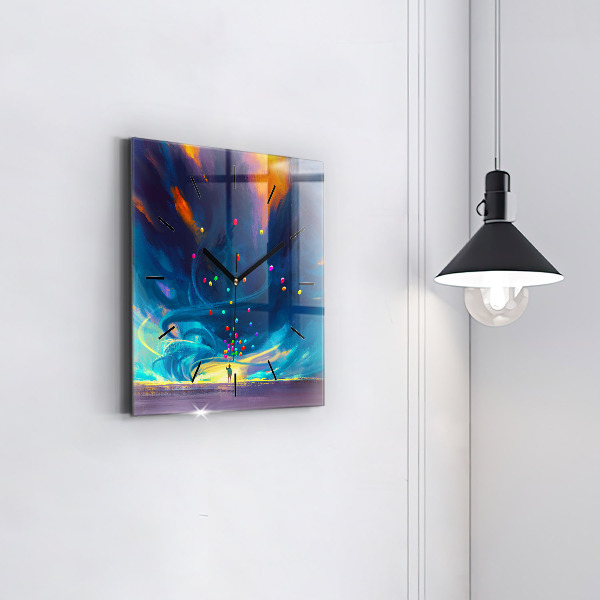 Szögletes fali üvegóra Baba és léggömbök