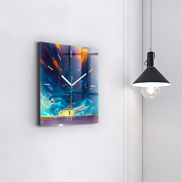 Szögletes fali üvegóra Baba és léggömbök