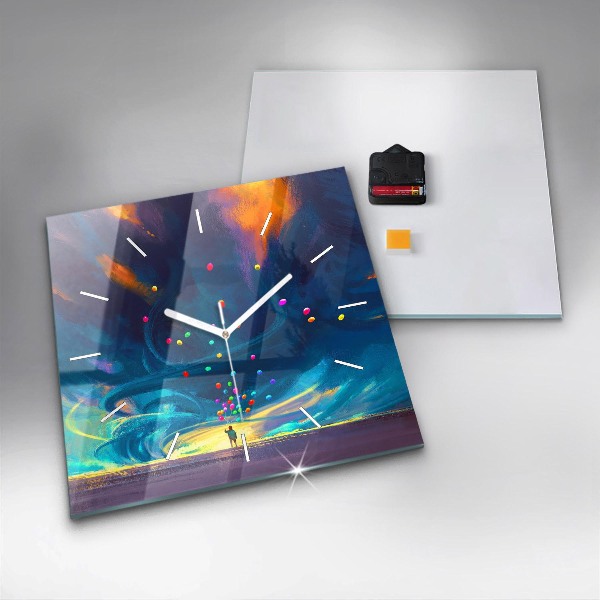 Szögletes fali üvegóra Baba és léggömbök