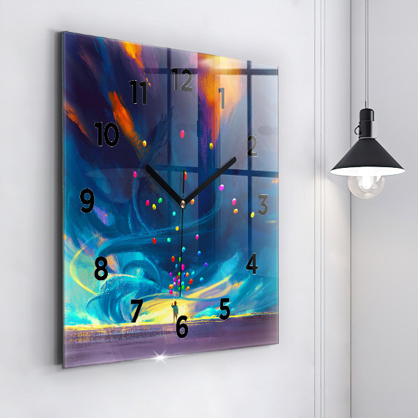 Szögletes fali üvegóra Baba és léggömbök