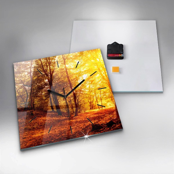 Szögletes fali üvegóra Erdei táj a napon