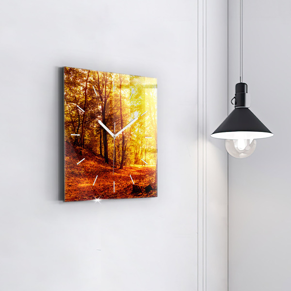 Szögletes fali üvegóra Erdei táj a napon
