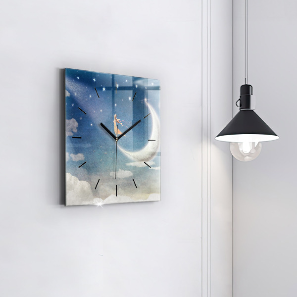 Szögletes fali üvegóra Lány a Holdon