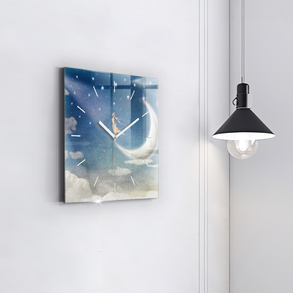 Szögletes fali üvegóra Lány a Holdon