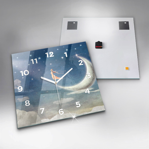 Szögletes fali üvegóra Lány a Holdon