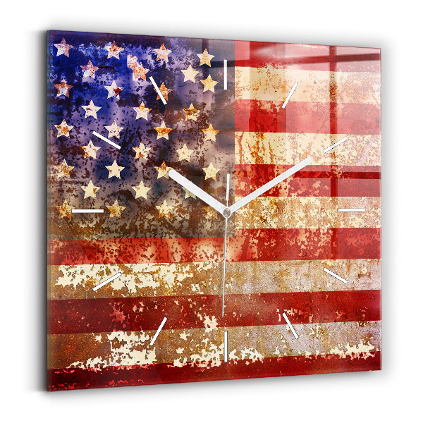 Szögletes fali üvegóra Vintage USA zászló