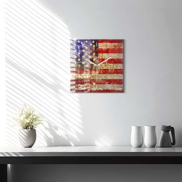 Szögletes fali üvegóra Vintage USA zászló