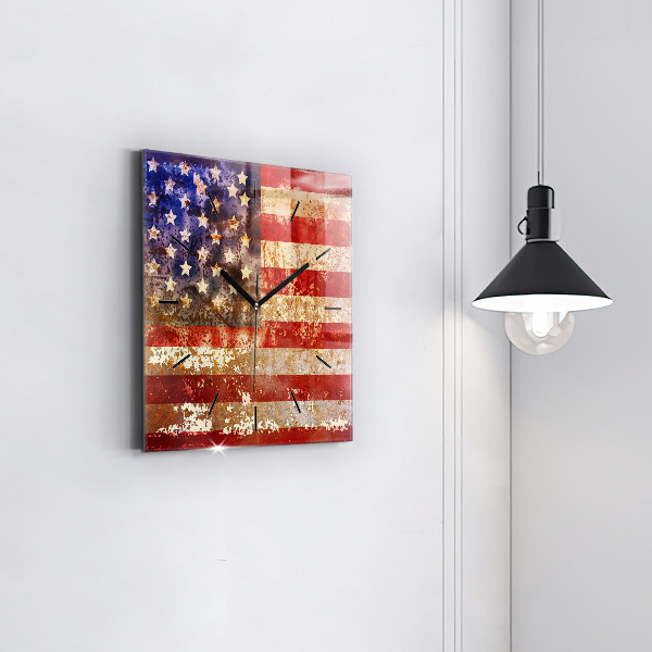 Szögletes fali üvegóra Vintage USA zászló