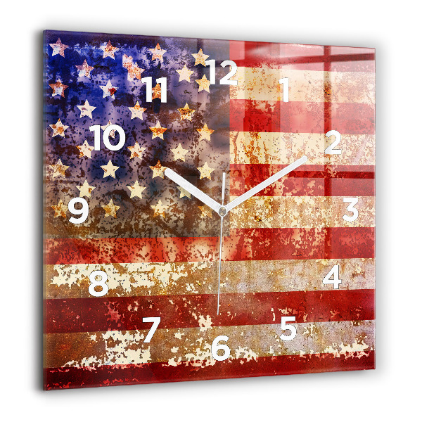 Szögletes fali üvegóra Vintage USA zászló
