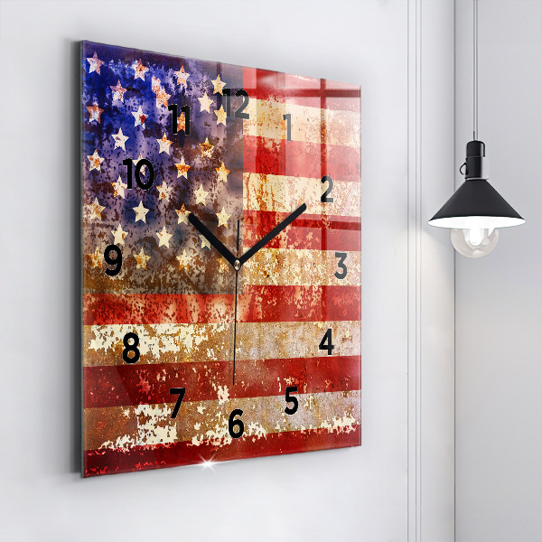 Szögletes fali üvegóra Vintage USA zászló