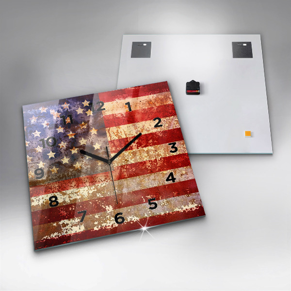 Szögletes fali üvegóra Vintage USA zászló