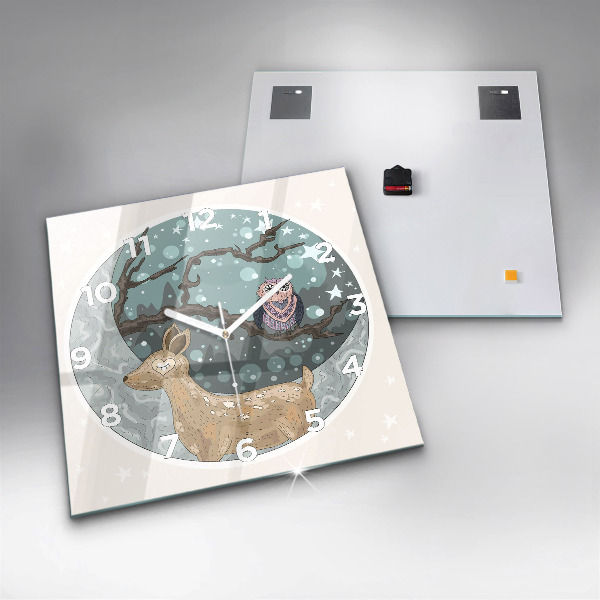 Szögletes fali üvegóra Éjszakai állatok és a Hold