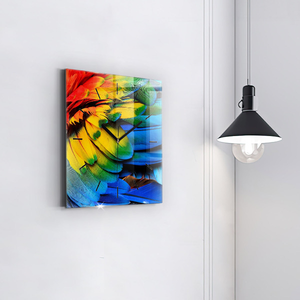 Szögletes fali üvegóra Színes madárszárnyak
