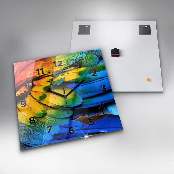 Szögletes fali üvegóra Színes madárszárnyak