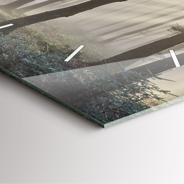 Szögletes fali üvegóra Erdő a ködben