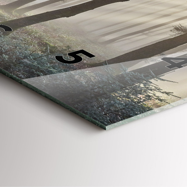 Szögletes fali üvegóra Erdő a ködben