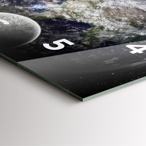 Szögletes fali üvegóra Föld Hold Nap