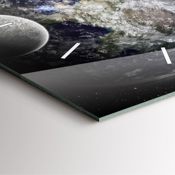 Szögletes fali üvegóra Föld Hold Nap