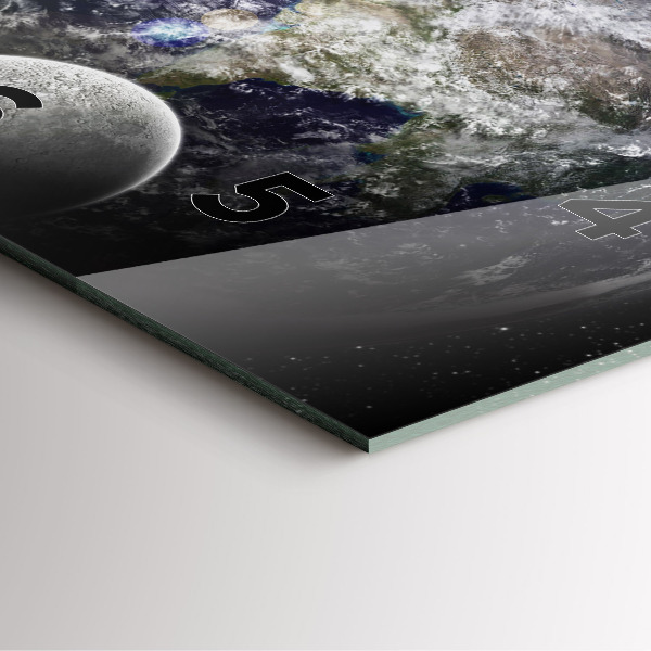 Szögletes fali üvegóra Föld Hold Nap