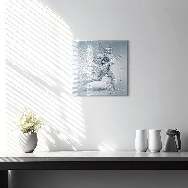 Szögletes fali üvegóra Futó ember