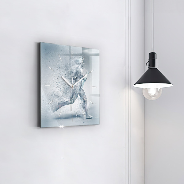 Szögletes fali üvegóra Futó ember