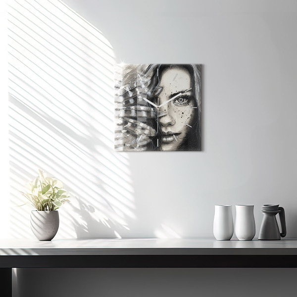 Szögletes fali üvegóra Festett portré