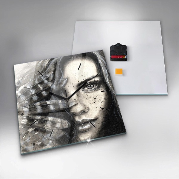 Szögletes fali üvegóra Festett portré