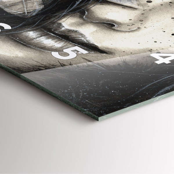 Szögletes fali üvegóra Festett portré