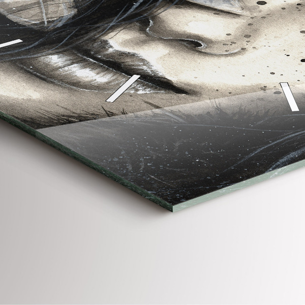 Szögletes fali üvegóra Festett portré