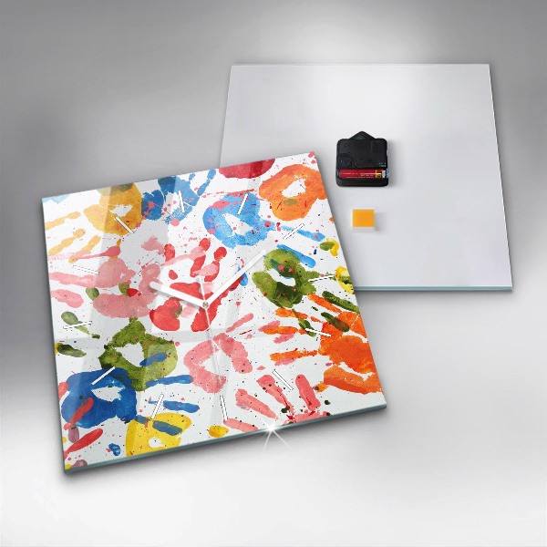 Szögletes fali üvegóra Gyermek kézlenyomatok