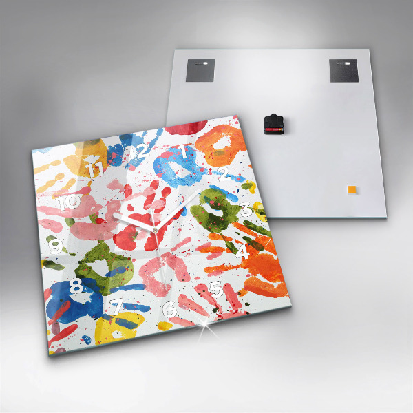 Szögletes fali üvegóra Gyermek kézlenyomatok