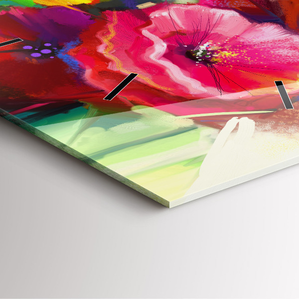 Szögletes fali üvegóra Színes pipacsok