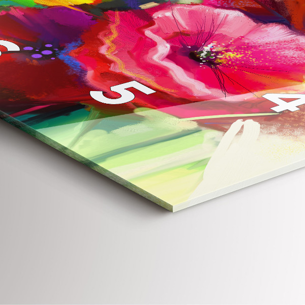 Szögletes fali üvegóra Színes pipacsok