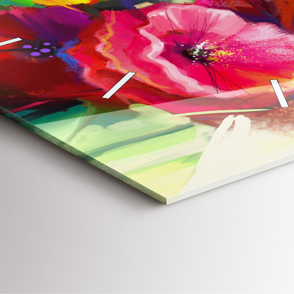 Szögletes fali üvegóra Színes pipacsok