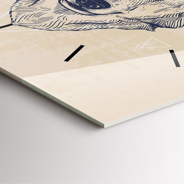 Szögletes fali üvegóra Farkasfej