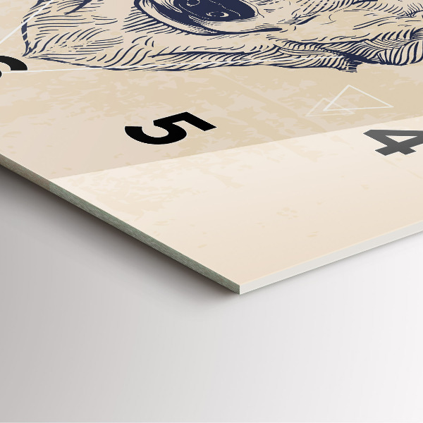 Szögletes fali üvegóra Farkasfej